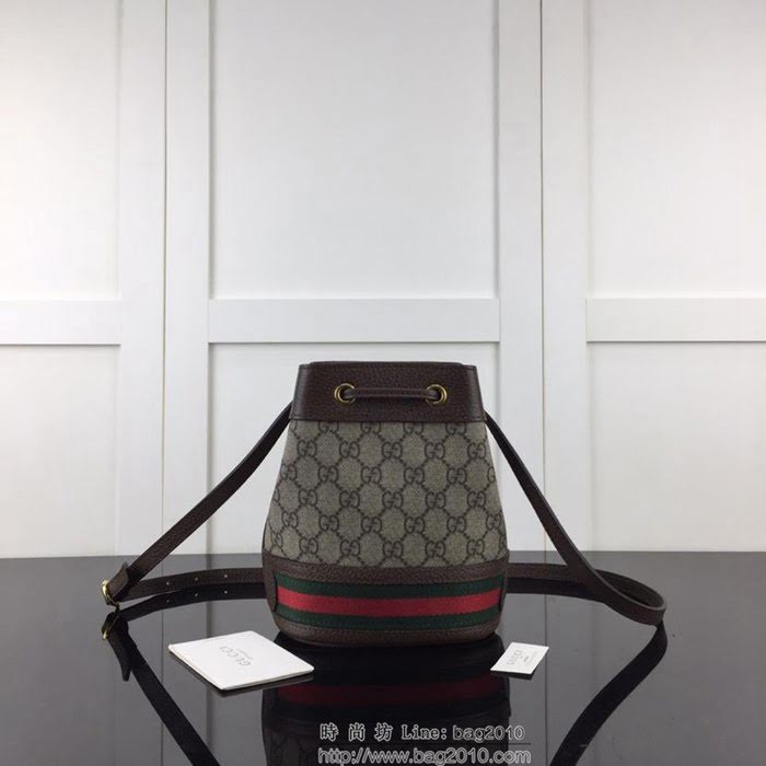 GUCCI古馳 新款 專櫃品質 原單 550620 啡膠啡皮 時尚桶包HY1413